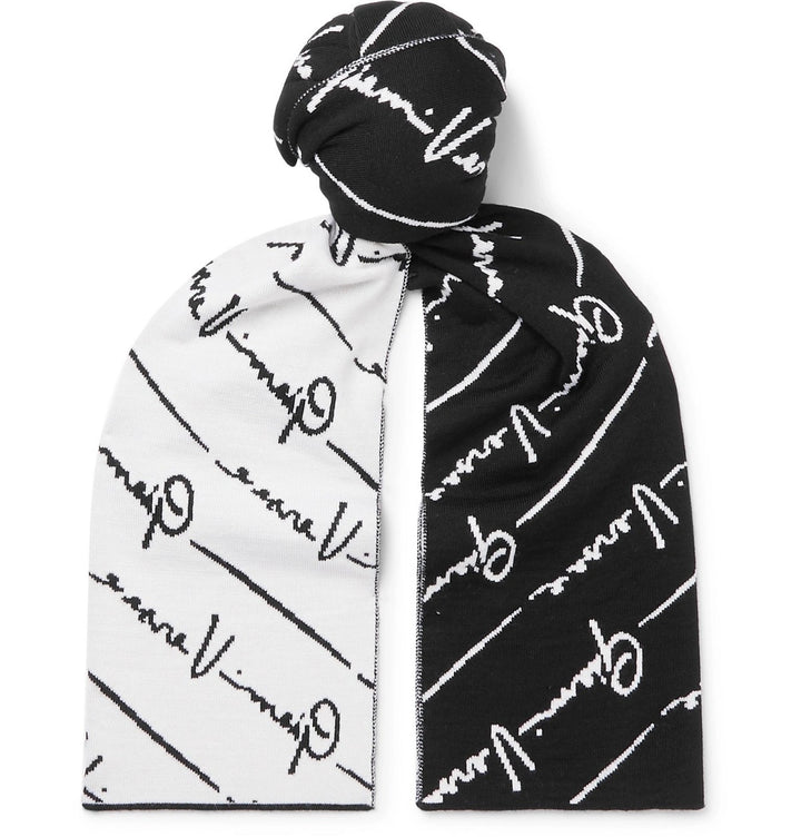 VERSACE GV LOGO JACQUARD WOOL SCARF &amp; BEANIE