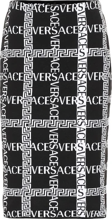 VERSACE MONOGRAM LOGOMANIA STRETCHY PENCIL SKIRT