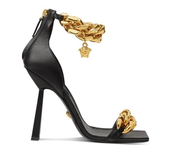 VERSACE MEDUSA CHAIN HIGH HEEL SANDALS