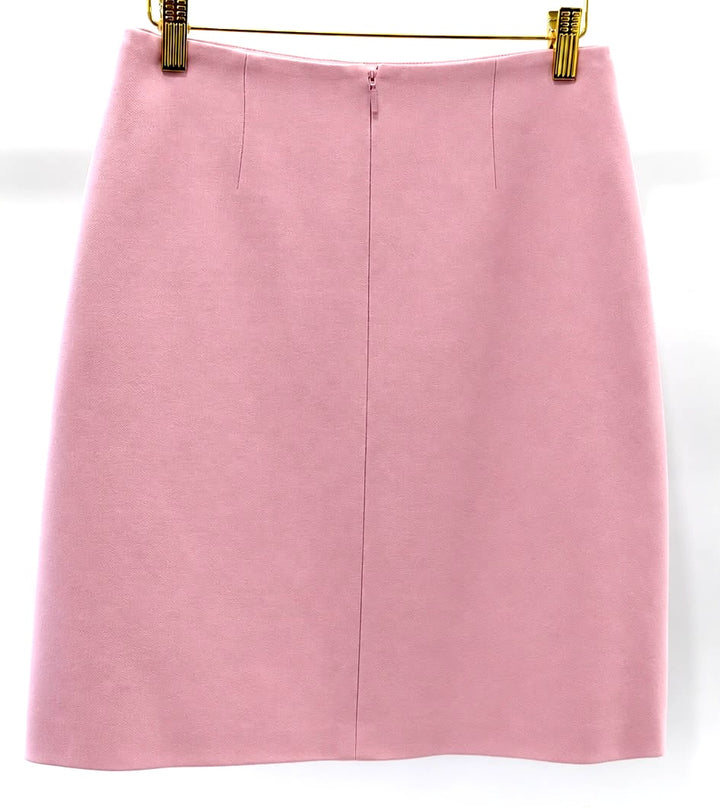 VERSACE VISCOSE BLEND LA MEDUSA BELTED JERSEY MINI SKIRT
