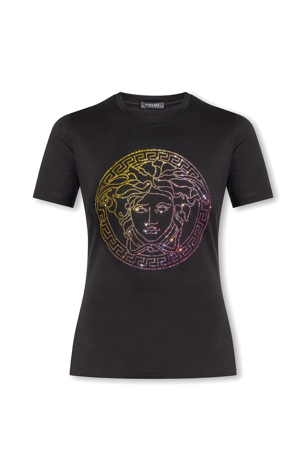 VERSACE LA MEDUSA EMBELLISHED CREWNECK T-SHIRT