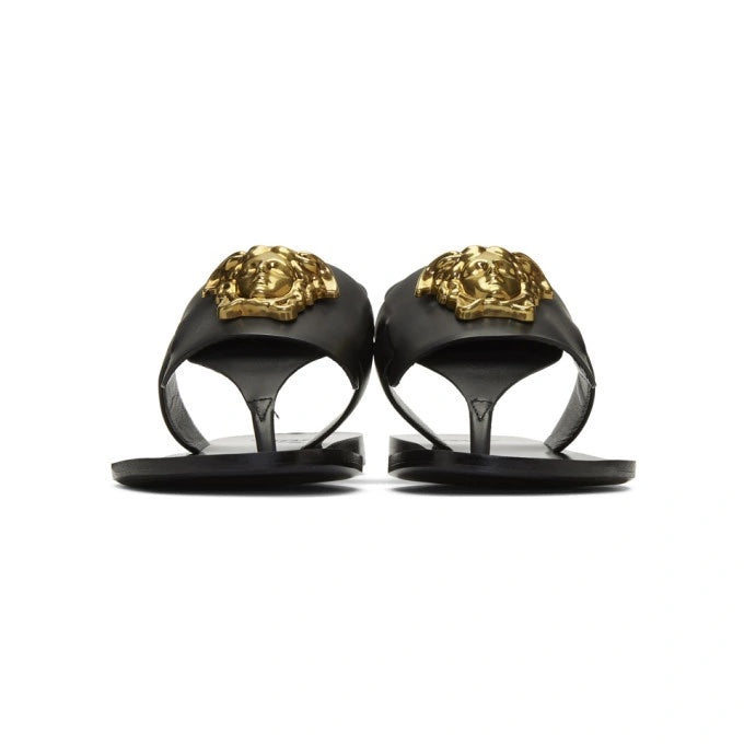 VERSACE PALAZZO THONG LEATHER SANDALS – Caroline's Fashion Luxuries