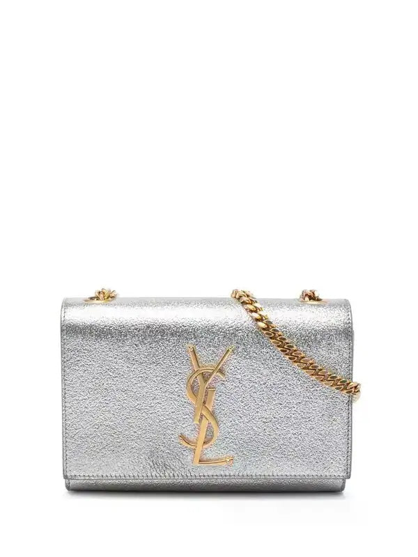 YSL METALLIC CALFSKIN MONOGRAM KATE CROSSBODY BAG