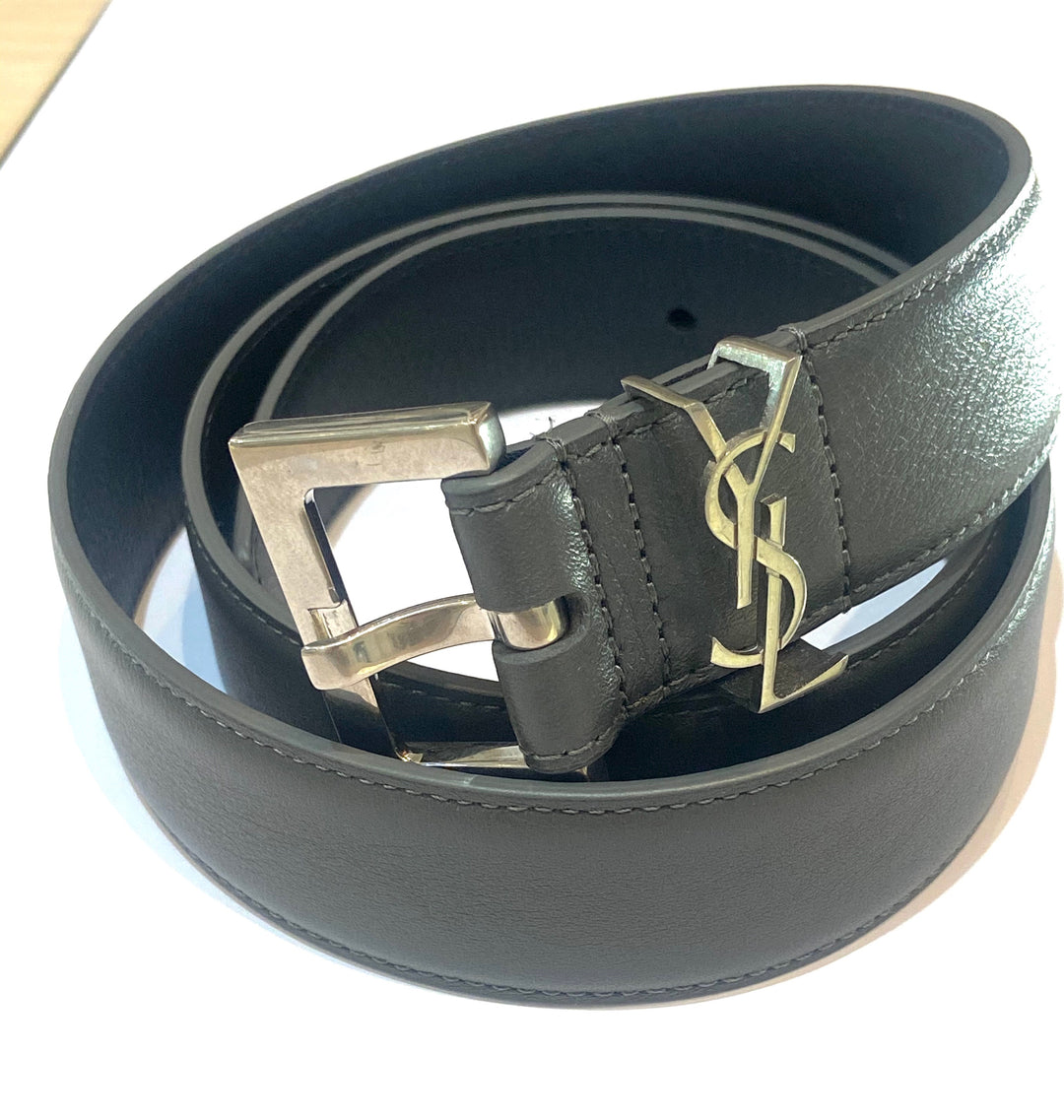 YSL YVES SAINT LAURENT SQUARE BUCKLE LOGO BELT