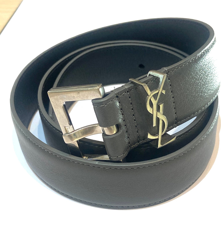 YSL YVES SAINT LAURENT SQUARE BUCKLE LOGO BELT