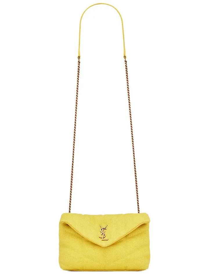 YSL QUILTED CANVAS LOULOU PUFFER TOY SHOULDER BAG