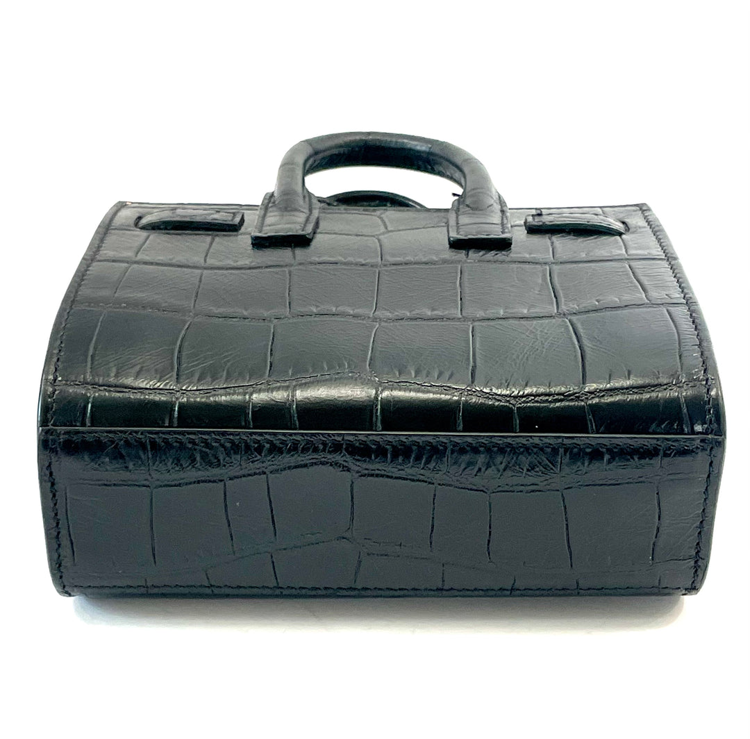 YSL CALFSKIN CROC EMBOSSED TOY SAC DE JOUR BAG