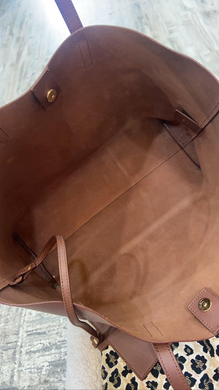 YSL CALFSKIN LEATHER LARGE SHOPPER TOTE BAG