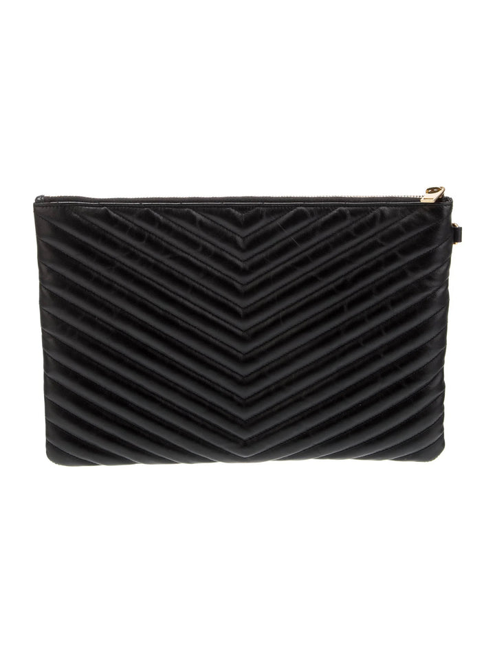 YSL CALFSKIN MATELASSE MONOGRAM CASSANDRE CLUTCH BAG