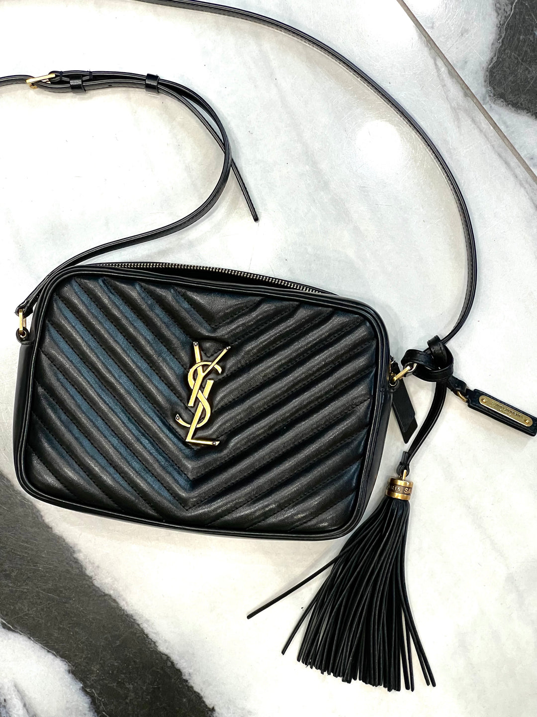 YSL MATELASSE MONOGRAM LOU CALFSKIN LEATHER CAMERA BAG