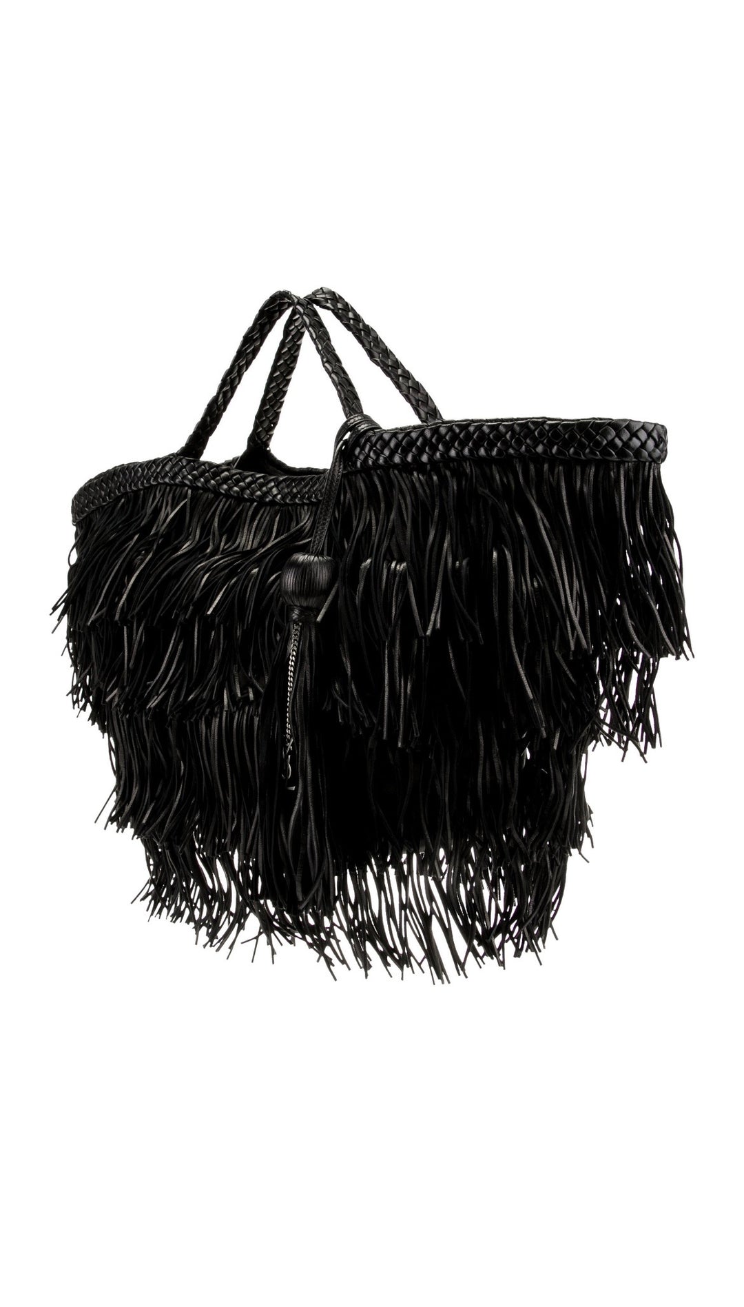 YSL CALFSKIN LEATHER PANIER FRINGE BAG