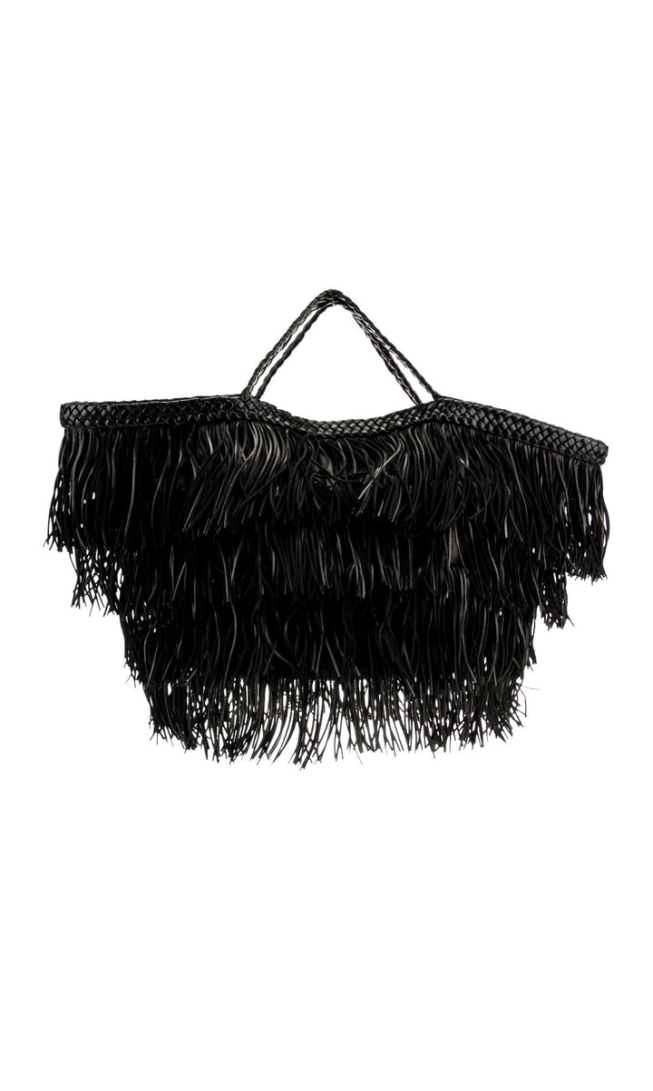 YSL CALFSKIN LEATHER PANIER FRINGE BAG
