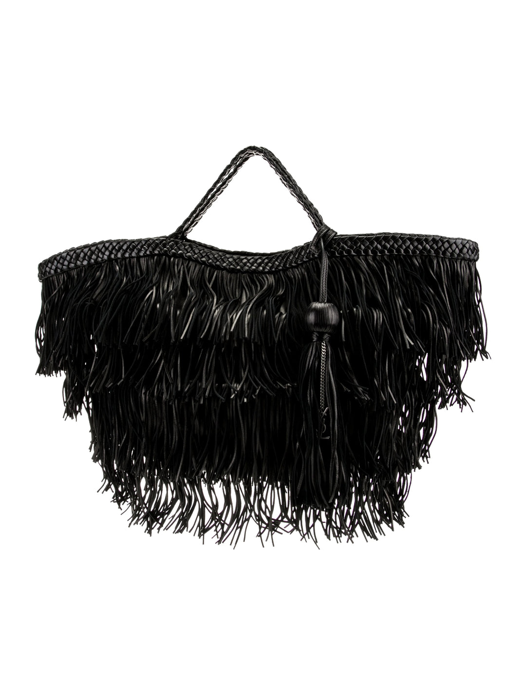 YSL CALFSKIN LEATHER PANIER FRINGE BAG