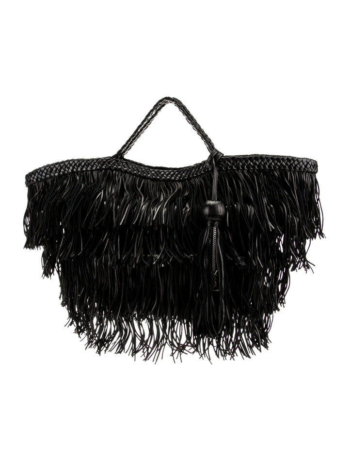 YSL CALFSKIN LEATHER PANIER FRINGE BAG