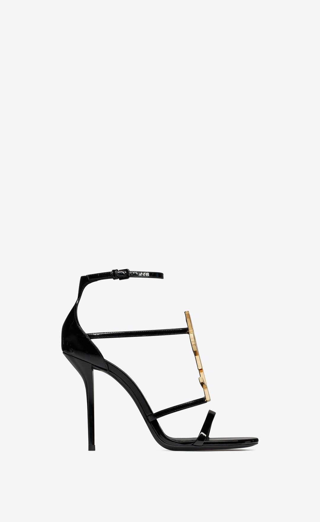 SAINT LAURENT CASSANDRA YSL MEDALLION STILETTO SANDALS
