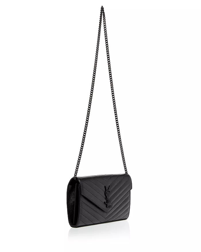YSL CASSANDRE LAMBSKIN WALLET ON A CHAIN