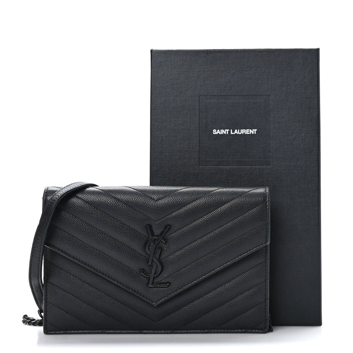 YSL CASSANDRE LAMBSKIN WALLET ON A CHAIN