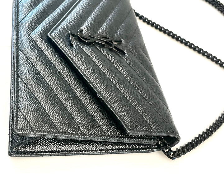 YSL CASSANDRE LAMBSKIN WALLET ON A CHAIN