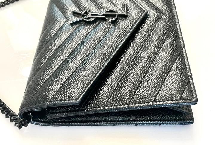 YSL CASSANDRE LAMBSKIN WALLET ON A CHAIN