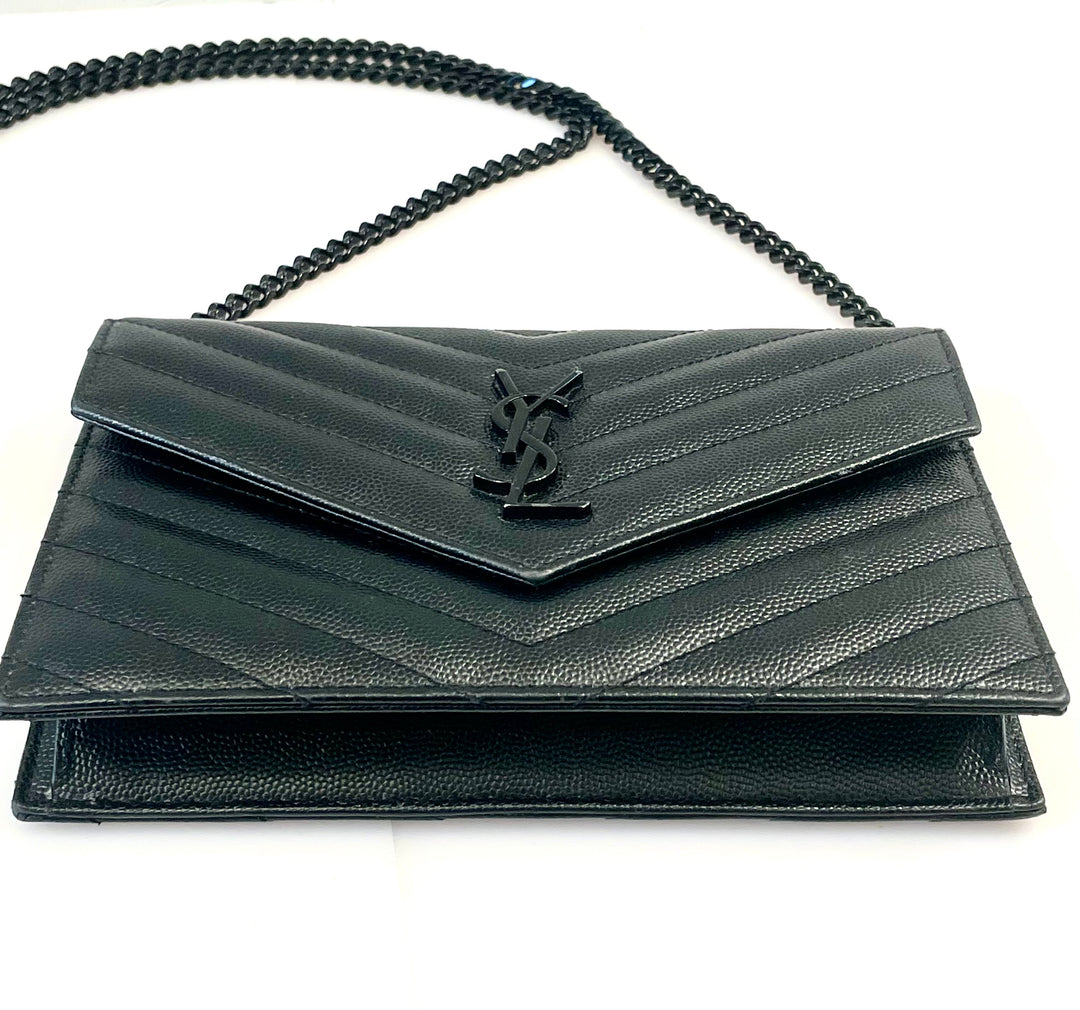 YSL CASSANDRE LAMBSKIN WALLET ON A CHAIN