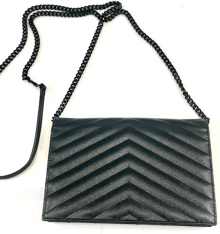 YSL CASSANDRE LAMBSKIN WALLET ON A CHAIN