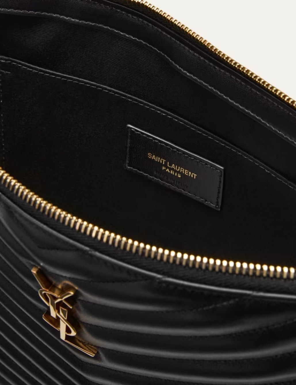 YSL CASSANDRE LOGO CALFSKIN LEATHER LARGE WRISTLET CLUTCH