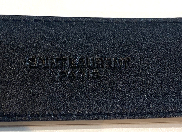 SAINT LAURENT LEATHER CASSANDRE LOGO BELT