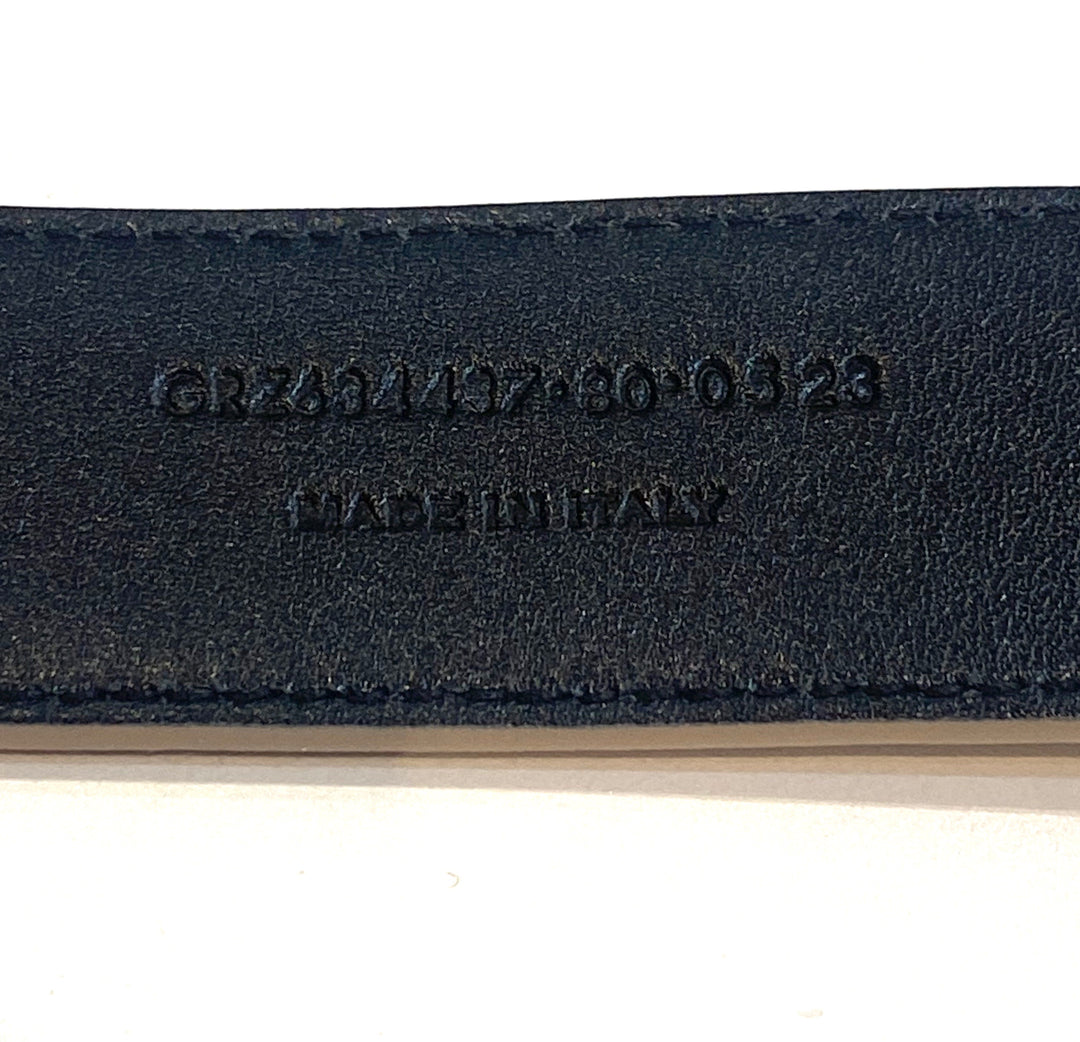 SAINT LAURENT LEATHER CASSANDRE LOGO BELT