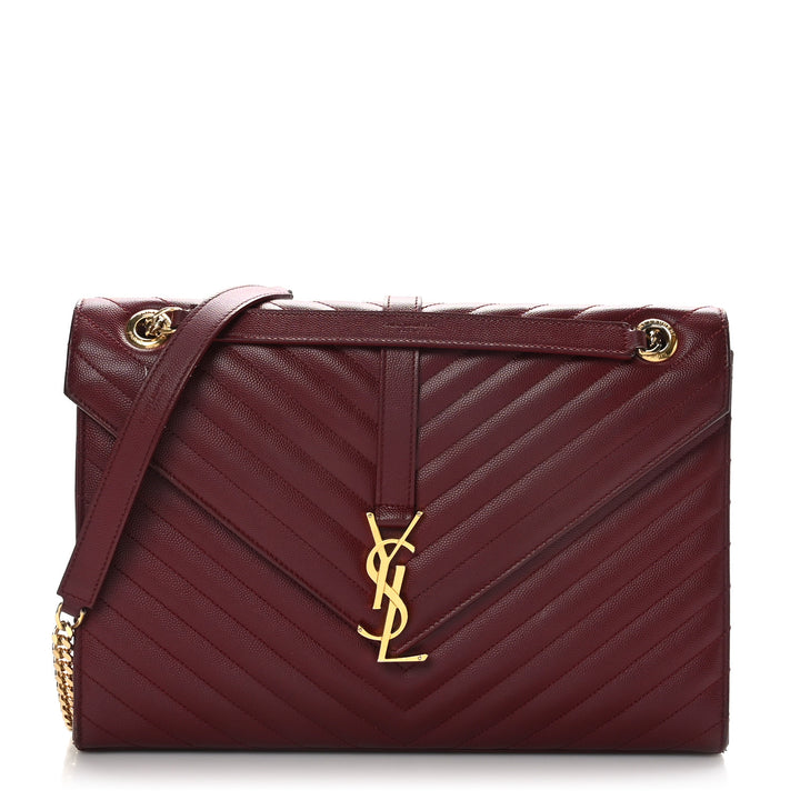 YSL COLLEGE MATELASSE LAMBSIN CHEVRON MEDIUM MONOGRAM SATCHEL