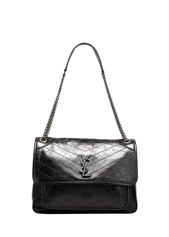 YSL CRINKLED LEATHER MEDIUM NIKI SHOULDER BAG