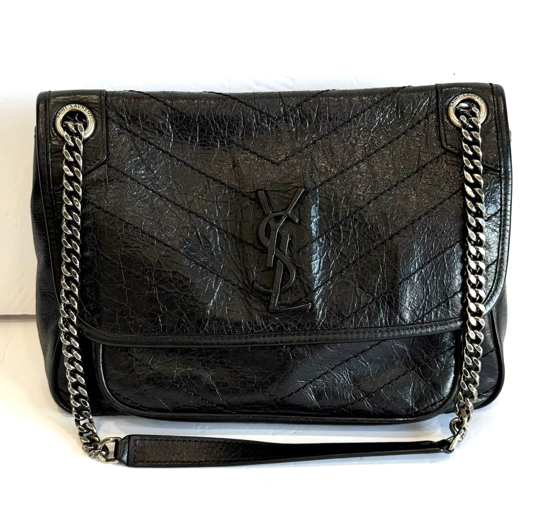 YSL CRINKLED LEATHER MEDIUM NIKI SHOULDER BAG