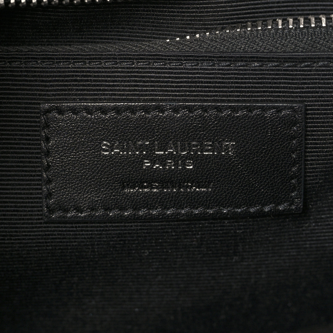 YSL CROC EMBOSSED LEATHER MONOGRAM LARGE SHOULDER BAG