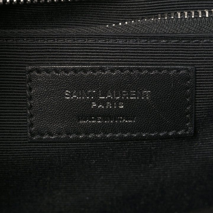YSL CROC EMBOSSED LEATHER MONOGRAM LARGE SHOULDER BAG