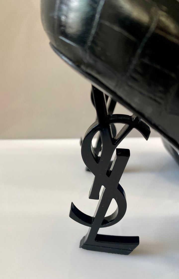 YSL CROC EMBOSSED OPYUM PUMPS