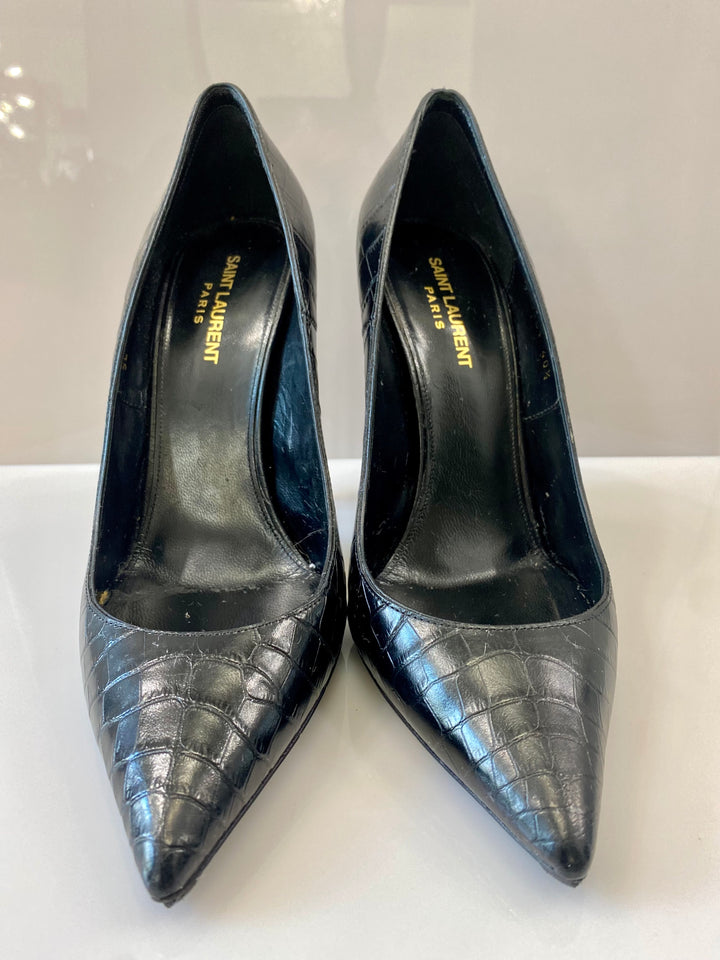 YSL CROC EMBOSSED OPYUM PUMPS