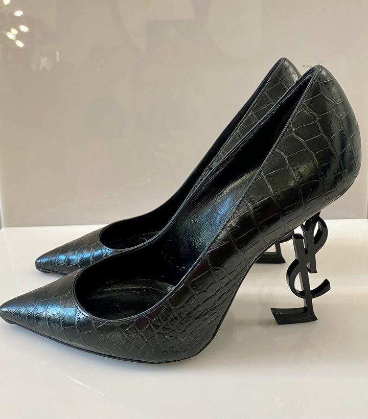 YSL CROC EMBOSSED OPYUM PUMPS
