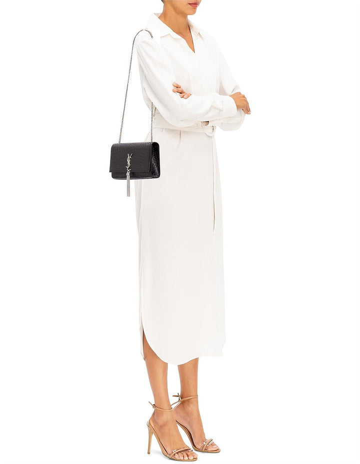 YSL KATE TASSEL CHAIN STRAP CROC EMBOSSED SHOULDER BAG