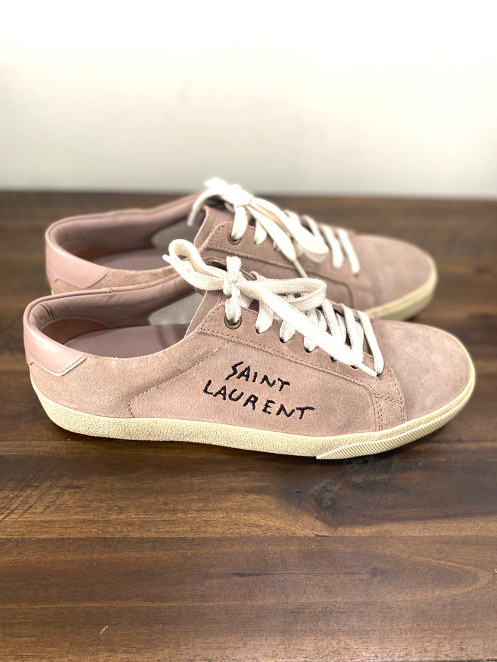 YSL DISTRESSED SUEDE CLASSIC COURT SNEAKERS