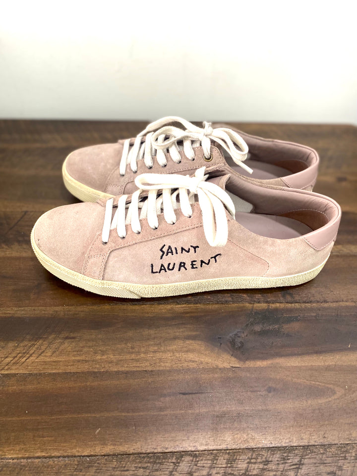 YSL DISTRESSED SUEDE CLASSIC COURT SNEAKERS