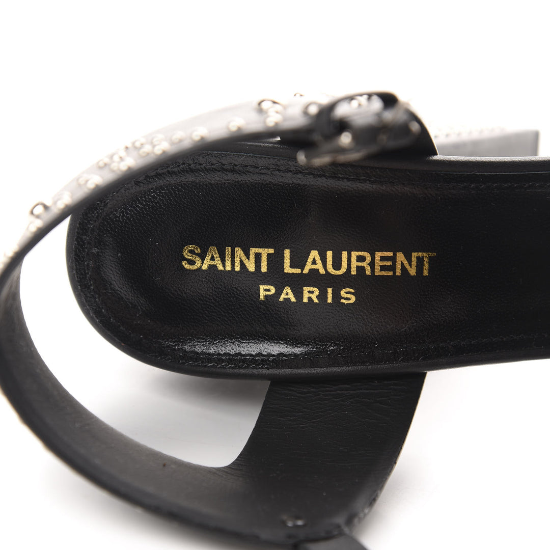 YSL FARRAH STUDDED CALFSKIN LEATHER PLATFORM SANDALS