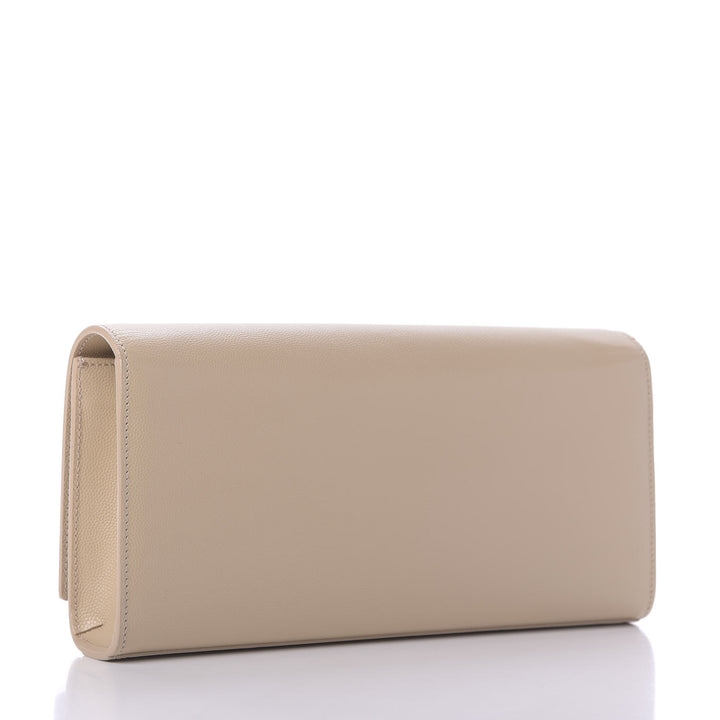 YSL GRAIN DE POUDRE LEATHER CASSANDRE MONOGRAM CLUTCH BAG