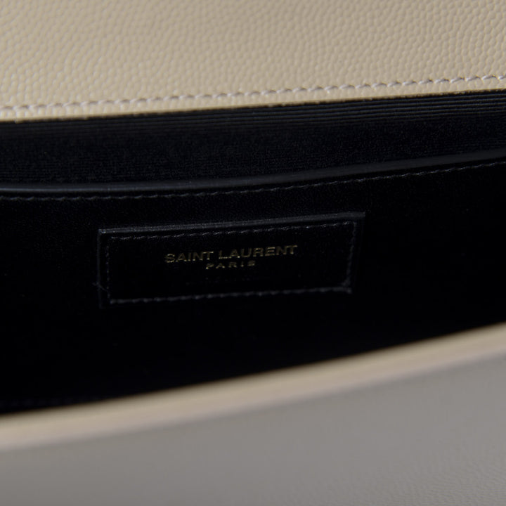 YSL GRAIN DE POUDRE LEATHER CASSANDRE MONOGRAM CLUTCH BAG