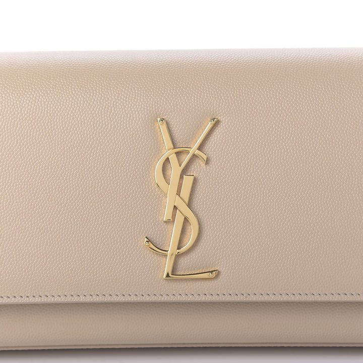 YSL GRAIN DE POUDRE LEATHER CASSANDRE MONOGRAM CLUTCH BAG