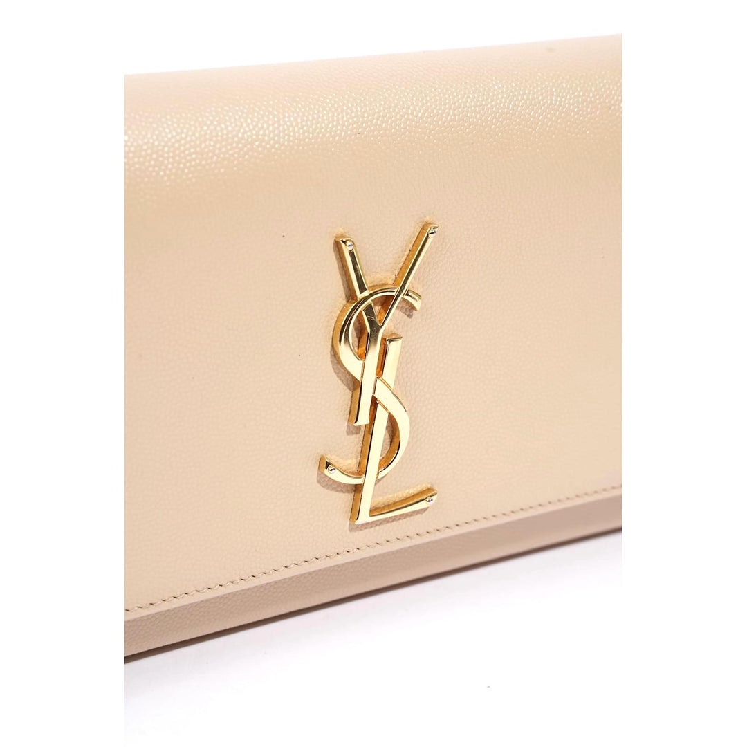 YSL GRAIN DE POUDRE LEATHER CASSANDRE MONOGRAM CLUTCH BAG