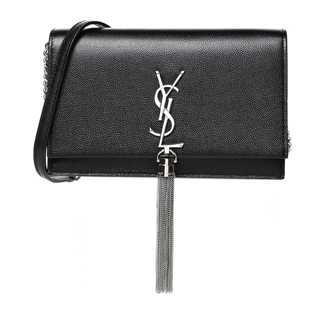 YSL GRAIN DE POUDRE MONOGRAM KATE TASSEL WALLET ON A CHAIN