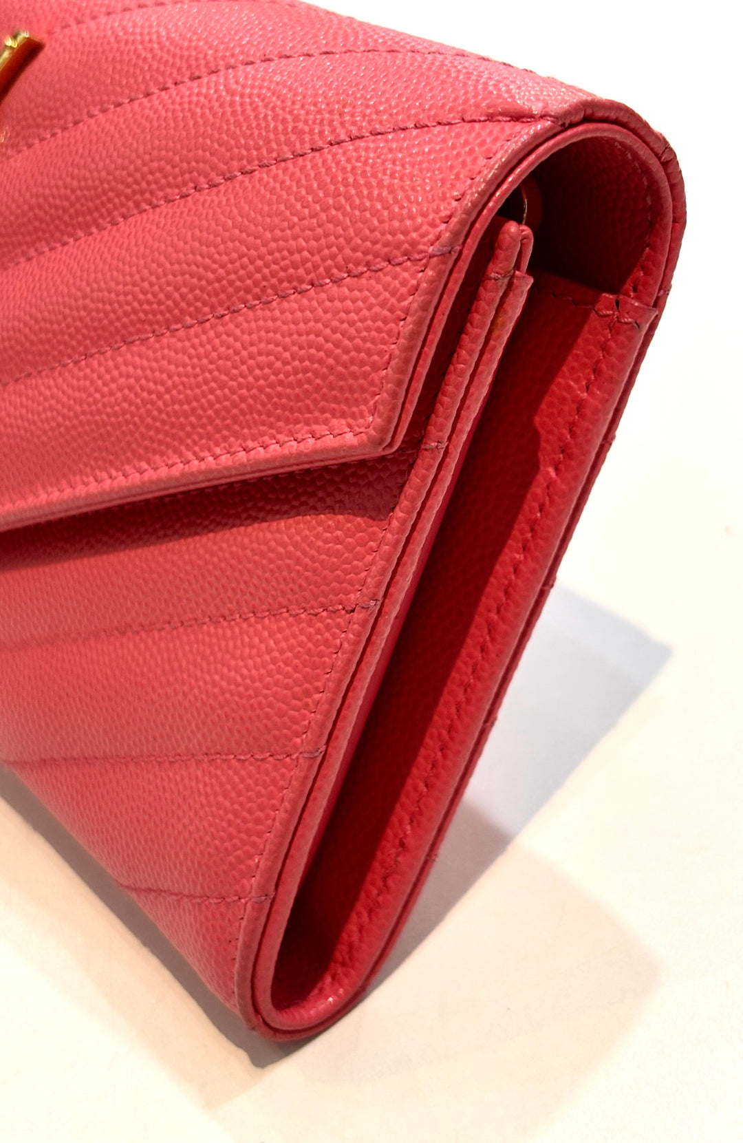 YSL GRAIN DE POUDRE LARGE CASSANDRE FLAP WALLET CLUTCH BAG