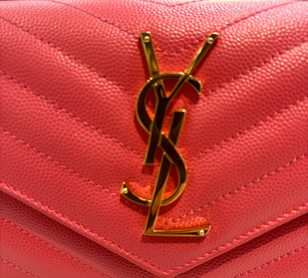 YSL GRAIN DE POUDRE LARGE CASSANDRE FLAP WALLET CLUTCH BAG