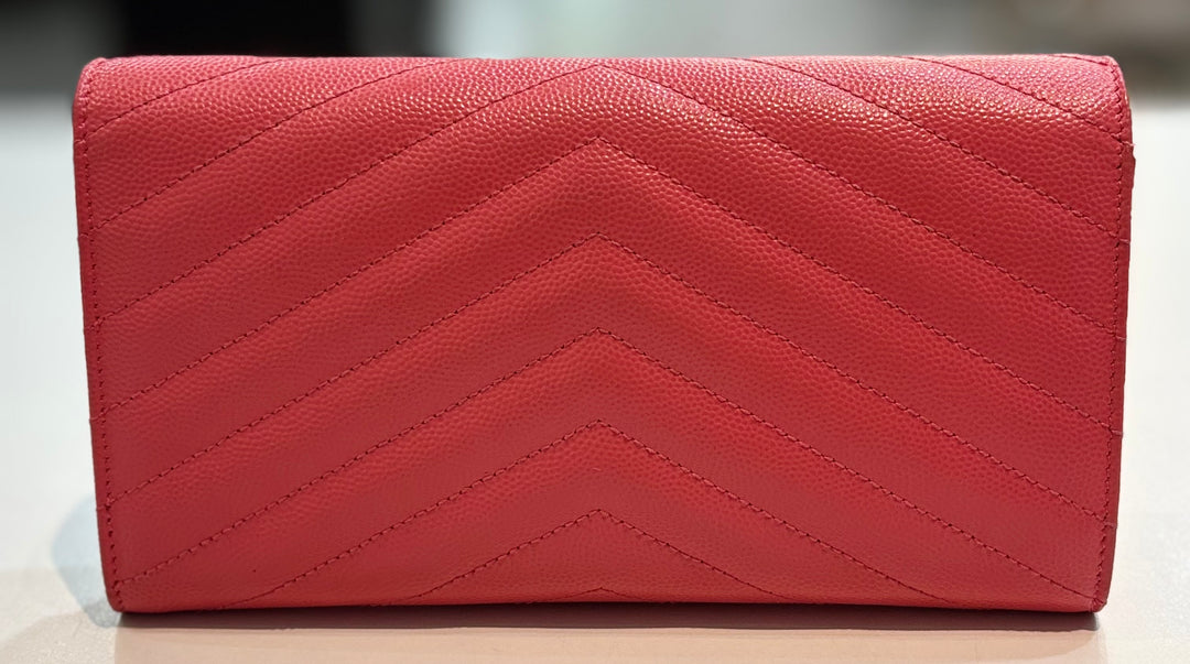 YSL GRAIN DE POUDRE LARGE CASSANDRE FLAP WALLET CLUTCH BAG