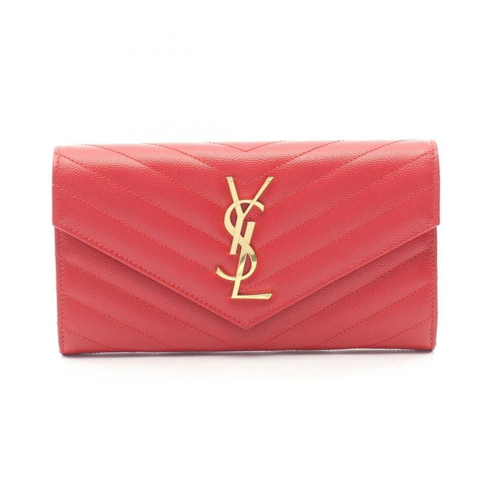 YSL GRAIN DE POUDRE LARGE CASSANDRE FLAP WALLET CLUTCH BAG