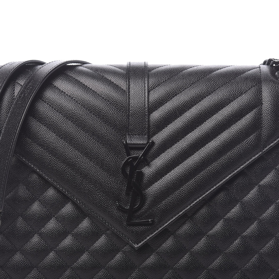 YSL GRAIN DE POUDRE MIXED MATELASSE LARGE TRIQUILT MONOGRAM BAG